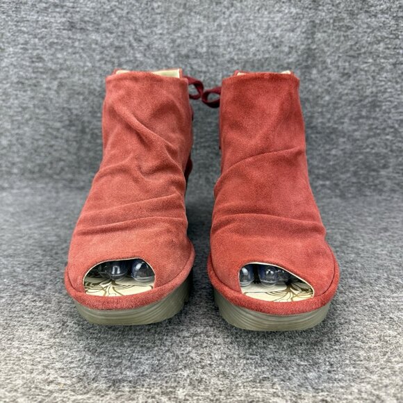 ✅Fly London Wedge Sandal Womens 6.5 Yama Peep Toe Ankle Tie Around Summer Shoes - Picture 6 of 11